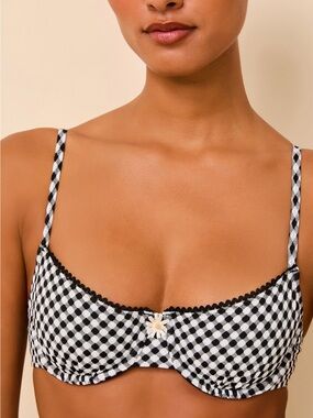 Solid & Striped Daphne Bikini Top Noir Gingham